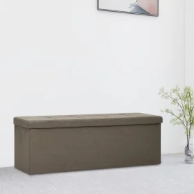 Foldable synthetic linen storage bench in brown by vidaXL, Benches for halls and storage - Ref: Foro24-338793, Price: 65,67 €...