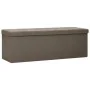 Foldable synthetic linen storage bench in brown by vidaXL, Benches for halls and storage - Ref: Foro24-338793, Price: 65,67 €...