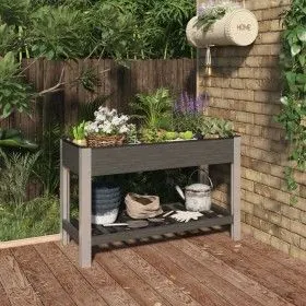 Arriate de jardín con estante WPC gris 120x50x75 cm de vidaXL, Maceteros y jardineras - Ref: Foro24-362570, Precio: 216,20 €,...