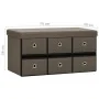 Banco de almacenaje plegable lino sintético marrón 76x38x38 cm de vidaXL, Bancos para recibidores y almacenamiento - Ref: For...