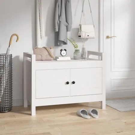 Hall bench solid white pine wood 80x40x60 cm by vidaXL, Benches for halls and storage - Ref: Foro24-821780, Price: 96,46 €, D...