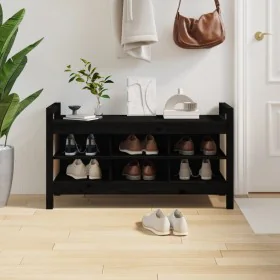 Hall bench solid black pine wood 110x40x60 cm by vidaXL, Benches for halls and storage - Ref: Foro24-821793, Price: 120,83 €,...