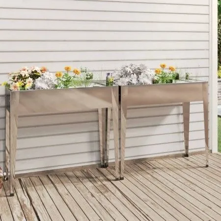 Jardineras 2 unidades acero galvanizado de vidaXL, Maceteros y jardineras - Ref: Foro24-3154236, Precio: 113,04 €, Descuento: %