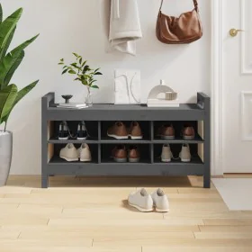 Flurbank aus massivem grauem Kiefernholz, 110 x 40 x 60 cm von vidaXL, Bänke für Hallen und Lager - Ref: Foro24-821791, Preis...