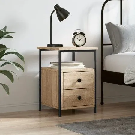 Engineered wood nightstand in Sonoma oak, measuring 34x35.5x50 cm. by vidaXL, Nightstands - Ref: Foro24-826015, Price: 52,14 ...