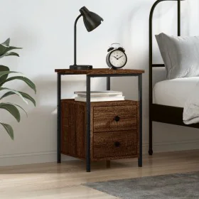 Mesita de noche madera de ingeniería marrón roble 34x35,5x50 cm de vidaXL, Mesitas de noche - Ref: Foro24-826021, Precio: 44,...