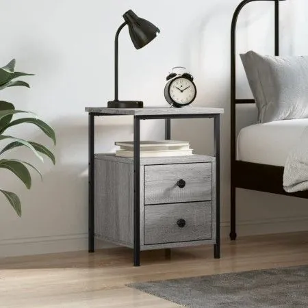 Mesita de noche madera de ingeniería gris Sonoma 34x35,5x50 cm de vidaXL, Mesitas de noche - Ref: Foro24-826019, Precio: 47,3...