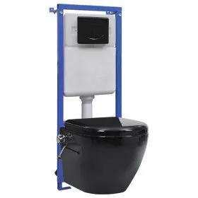 Rimless wall-hung toilet with hidden black ceramic cistern by vidaXL, Bathrooms - Ref: Foro24-3200553, Price: 360,97 €, Disco...