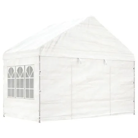 Cenador con techo polietileno blanco 4,08x2,23x3,22 m de vidaXL, Carpas y cenadores - Ref: Foro24-362631, Precio: 209,29 €, D...
