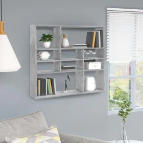 Estantería de pared contrachapada gris hormigón 90x16x78 cm de vidaXL, Estantes y estanterías - Ref: Foro24-802943, Precio: 4...