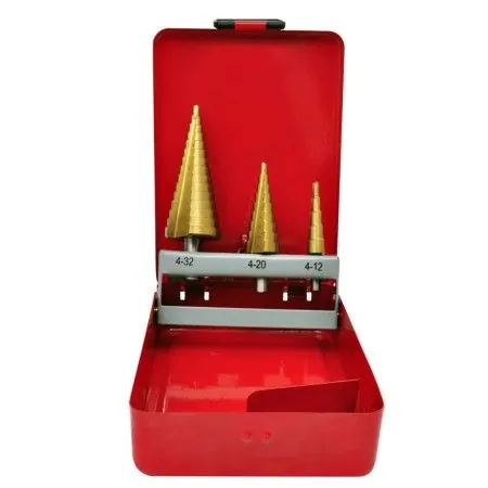 Set De Taladro De Paso Hss Broca Escalonada 3-Piezas Cónica de vidaXL, Brocas de taladro y cabezales de destornillador - Ref:...