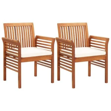 Sillas de comedor jardín 2 uds con cojines madera maciza acacia de vidaXL, Sillas de jardín - Ref: Foro24-45965, Precio: 210,...