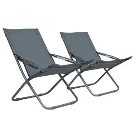 Sillas de playa plegables 2 unidades tela gris de vidaXL, Sillas de jardín - Ref: Foro24-47905, Precio: 105,49 €, Descuento: %