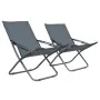 Sillas de playa plegables 2 unidades tela gris de vidaXL, Sillas de jardín - Ref: Foro24-47905, Precio: 105,49 €, Descuento: %