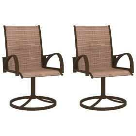 Sillas giratorias de jardín 2 uds textilene y acero marrón de vidaXL, Sillas de jardín - Ref: Foro24-312278, Precio: 188,31 €...