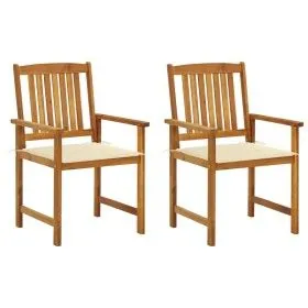Sillas de jardín con cojines 2 unidades madera maciza de acacia de vidaXL, Sillas de jardín - Ref: Foro24-3061171, Precio: 14...