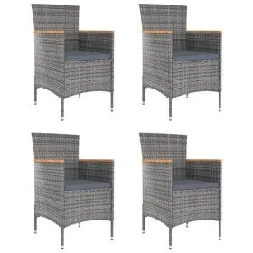 Sillas de comedor de jardín 4 unidades ratán sintético gris de vidaXL, Sillas de jardín - Ref: Foro24-316696, Precio: 319,09 ...