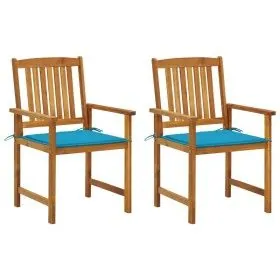 Sillas de jardín con cojines 2 unidades madera maciza de acacia de vidaXL, Sillas de jardín - Ref: Foro24-3061175, Precio: 14...