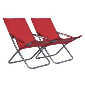 Sillas de playa plegables 2 unidades tela rojo de vidaXL, Sillas de jardín - Ref: Foro24-47904, Precio: 110,62 €, Descuento: %
