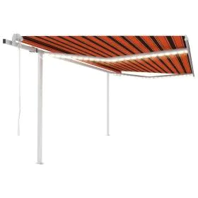 Automatic awning with wind sensor LED orange brown 4.5x3 m by vidaXL, Awnings - Ref: Foro24-3069975, Price: 698,75 €, Discoun...