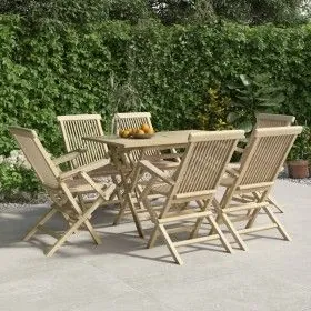 Sillas de jardín plegables 6 uds madera maciza teca 56x61x89 cm de vidaXL, Sillas de jardín - Ref: Foro24-3155071, Precio: 51...