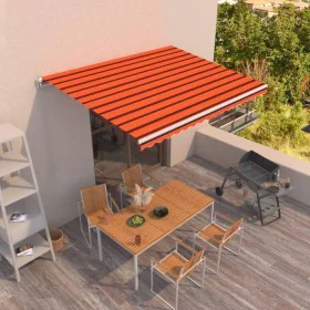 Toldo retráctil manual naranja y marrón 450x350 cm de vidaXL, Toldos - Ref: Foro24-3069000, Precio: 388,23 €, Descuento: %