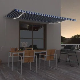 Automatische Markise LED-Windsensor blau und weiß 500x350 cm von vidaXL, Markisen - Ref: Foro24-3069031, Preis: 699,11 €, Rab...