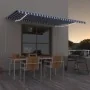 Toldo automático LED sensor de viento azul y blanco 500x350 cm de vidaXL, Toldos - Ref: Foro24-3069031, Precio: 699,11 €, Des...