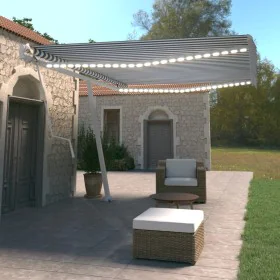 Toldo automático LED sensor de viento azul y blanco 500x350 cm de vidaXL, Toldos - Ref: Foro24-3069671, Precio: 818,31 €, Des...