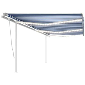 Toldo automático LED sensor de viento azul blanco 6x3,5 m de vidaXL, Toldos - Ref: Foro24-3070091, Precio: 935,49 €, Descuent...
