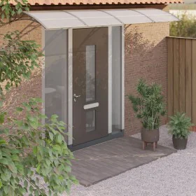 Marquesina puerta policarbonato gris y transparente 350x75 cm de vidaXL, Toldos - Ref: Foro24-153592, Precio: 89,31 €, Descue...