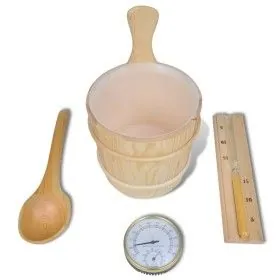 Cubo de accesorios de sauna cuchara, reloj, termo higrómetro de vidaXL, Accesorios de sauna - Ref: Foro24-50245, Precio: 50,0...