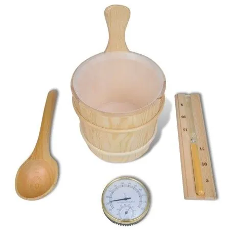 Cubo de accesorios de sauna cuchara, reloj, termo higrómetro de vidaXL, Accesorios de sauna - Ref: Foro24-50245, Precio: 50,0...