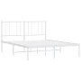 Estructura de cama de metal con cabecero blanca 135x190 cm de vidaXL, Camas y somieres - Ref: Foro24-352528, Precio: 93,79 €,...