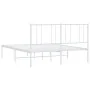 Estructura de cama de metal con cabecero blanca 135x190 cm de vidaXL, Camas y somieres - Ref: Foro24-352528, Precio: 93,79 €,...