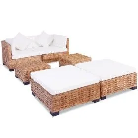 Juego de sofás de 16 piezas ratán natural de vidaXL, Sofás - Ref: Foro24-244625, Precio: 858,20 €, Descuento: %