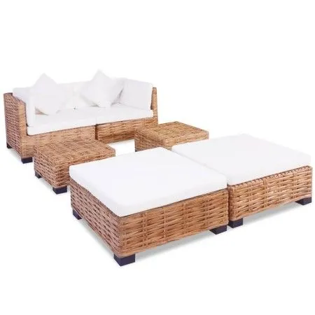 Juego de sofás de 16 piezas ratán natural de vidaXL, Sofás - Ref: Foro24-244625, Precio: 858,20 €, Descuento: %