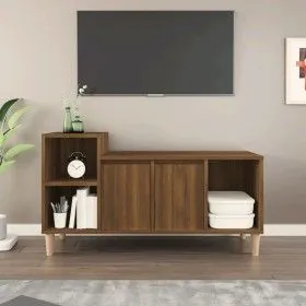 Mueble para TV madera contrachapada marrón roble 100x35x55 cm de vidaXL, Muebles TV - Ref: Foro24-821179, Precio: 55,36 €, De...