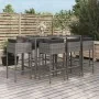 Mesa y taburetes altos jardín 9 pzas y cojines ratán PE gris de vidaXL, Conjuntos de jardín - Ref: Foro24-3200654, Precio: 72...