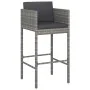 Mesa y taburetes altos jardín y cojines 7 pzas ratán PE gris de vidaXL, Conjuntos de jardín - Ref: Foro24-3200653, Precio: 58...
