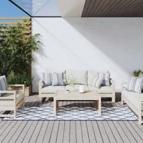 Alfombra de exterior gris y blanca 80x250 cm de vidaXL, Protectores para exterior - Ref: Foro24-364783, Precio: 39,17 €, Desc...
