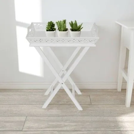 Beistelltisch mit weißem Tablett von vidaXL, Seitentische - Ref: Foro24-241148, Preis: 75,32 €, Rabatt: %