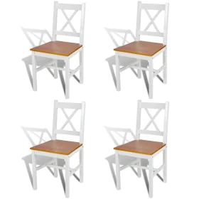 Sillas de comedor 4 unidades madera de pino blancas de vidaXL, Sillas de comedor - Ref: Foro24-241513, Precio: 193,75 €, Desc...