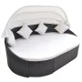 Tumbona con dosel de ratán sintético marrón de vidaXL, Camas para exteriores - Ref: Foro24-41831, Precio: 460,80 €, Descuento: %