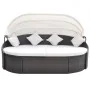 Tumbona con dosel de ratán sintético marrón de vidaXL, Camas para exteriores - Ref: Foro24-41831, Precio: 460,80 €, Descuento: %