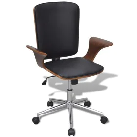 Silla de oficina giratoria madera curvada y cuero artificial de vidaXL, Sillas de oficina - Ref: Foro24-241685, Precio: 159,8...