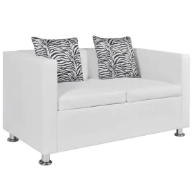 Sofá de 2 plazas de cuero artificial blanco de vidaXL, Sofás - Ref: Foro24-242212, Precio: 231,82 €, Descuento: %
