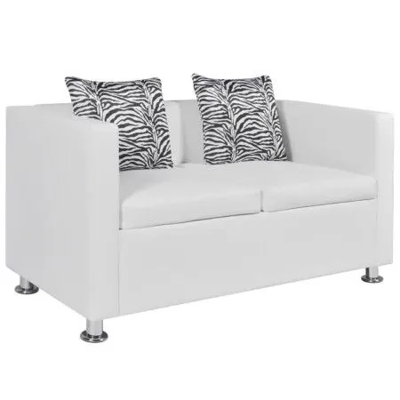 Sofá de 2 plazas de cuero artificial blanco de vidaXL, Sofás - Ref: Foro24-242212, Precio: 231,82 €, Descuento: %
