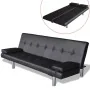 Sofá cama con dos cojines cuero artificial ajustable negro de vidaXL, Sofás - Ref: Foro24-241722, Precio: 333,61 €, Descuento: %