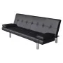 Sofá cama con dos cojines cuero artificial ajustable negro de vidaXL, Sofás - Ref: Foro24-241722, Precio: 333,61 €, Descuento: %